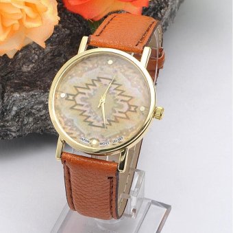 CE Carrier Lychee Striped Korean Women's Watch Fashionable Leather Belt Watch Women's Watches Hot-selling Single Product Round Table Brown Table Brown Dial - intl