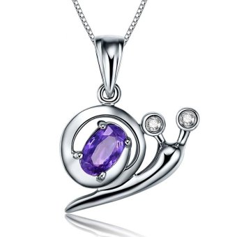Female Cute Animale Pendant Cubic Zirconia Oval Cut Solid 925 Sterling Silver Necklace Friendship Gift - intl