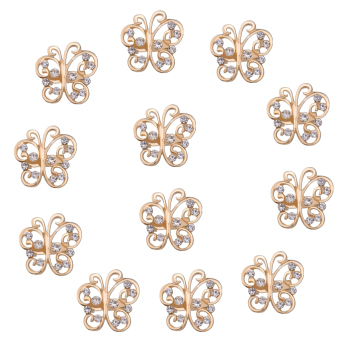 Lady Butterfly Crystal Scarf Clip Crystal Wedding Collar Brooch Pin Gold - intl
