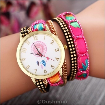 Multi-Wrap Dreamcatcher Friendship Bracelet Watches Women Braid Dress Watches Quartz Wrist Watch - intl
