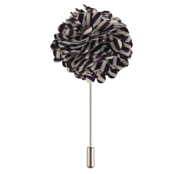 Beautymall Handmade New Simple Gentleman Design Flower Lapel Stick Tie Pin For Men And Women Stripe White Purple - intl