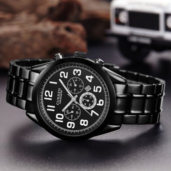 CURREN High quality men fashion casual calendar japanese movement sport curren 8050 watch(Black) - intl