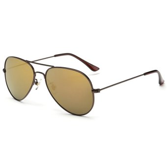 Classic Men Women Sunglasses Polarized UV400 Outdoor Fashion Sunglasses Brand Designer Retro Pilot Sun Glasses New Oculos WD3025-05 (Coffee)