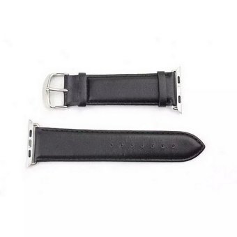 GAKTAI Leather Watch Band Link Strap Watchband For iwatch Apple Watch 42mm With Connector adapter (Black)