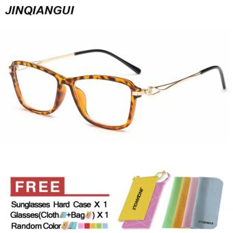 JINQIANGUI Fashion Women Glasses Frame Rectangle Glasses Leopard Frame Glasses Plastic Frames Plain for Myopia Women Eyeglasses Optical Frame Glasses - intl