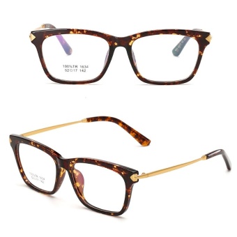 JINQIANGUI Fashion Glsses Frame Square Glasses Brown Frame Glasses Plastic Frames Plain for Myopia Men Eyeglasses Optical Frame Glasses - intl