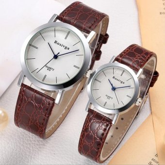 CE set of two new fashion Korean version of the brand watches female students quartz watch men's belt leisure couple on the table leisure students quartz watches fashion watches couple pairs of round dial Brown strap White dial - intl