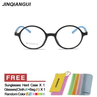 JINQIANGUI Glasses Frame Men Round Retro Plastic Eyewear BlackBlue Color Frame Brand Designer Spectacle Frames for Nearsighted Glasses - intl