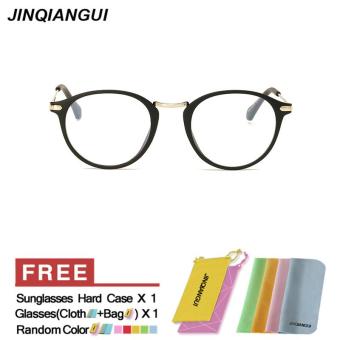 JINQIANGUI Glasses Frame Women Round Retro Plastic Eyewear Black Color Frame Brand Designer Spectacle Frames for Nearsighted Glasses - intl