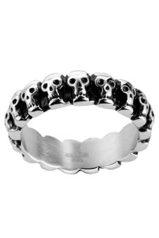 GOMAYA Punk Skull Titanium Steel Ring (Silver)