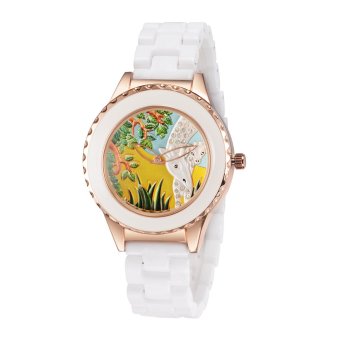 ASJ Fashion Unique Cool Brand Female Woman's Quartz Watch Ceramic Band Alloy Wristwatch with Animal Pattern - intl