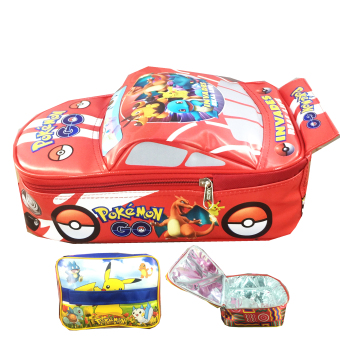 BGC Cars Mc Queen On The Road TK VS Pokemon GO Pikachu 3D Timbul Tas Ransel Sekolah Anak TK + Lunch bag Alumninium Tahan Panas