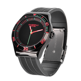 EYKI Stylish PU Silicone Band Stainless Steel Dial Wrist Watch (Black)
