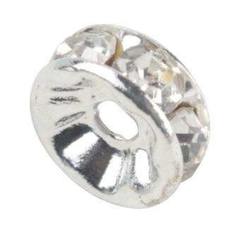 leegoal Crystal Rondelle Spacer Bead Silver Plated 8mm Crystal - intl