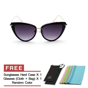 Women's Eyewear Sunglasses Women Mirror Cat Eye Retro Sun Glasses Black Color Brand Design (Intl)