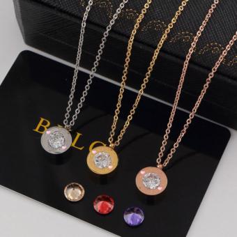 Girls Diamond Necklace High-end Titanium Stainless Steel Fashion Pendant Necklace (Gold) - intl