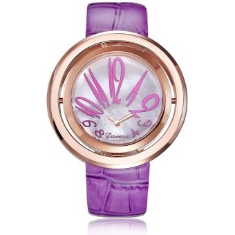 equipn Davena Wei Na pedicle new watch personality double doublemovement leather watch Digital Dial Diamond Watch (Purple) - intl