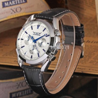 JAG6055M3S2 Jargar Automatic Men Watch Factory Black Genuine Leather Strap Silver Color with Gift Box - intl