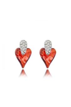 HKS HKS1810Qs Heart Austria Crystal Earrings Crystal Red Rock (Intl)