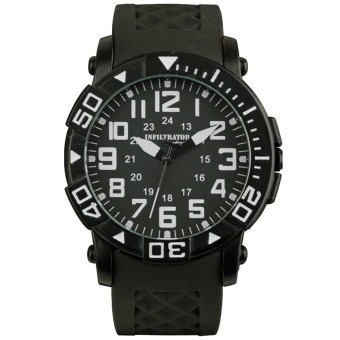 INFANTRY INFILTRATOR Mens Analog Wrist Watch 24hrs Sport Military Black Rubber