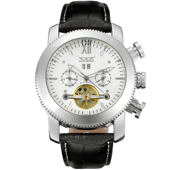 Jargar Men Mechanical Dress Watch Tourbillon Automatic Wristwatch Black Leather Strap Gift Box JAG510M3S2