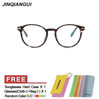 JINQIANGUI Glasses Frame Men Round Retro Plastic Eyewear Blue Color Frame Brand Designer Spectacle Frames for Nearsighted Glasses - intl