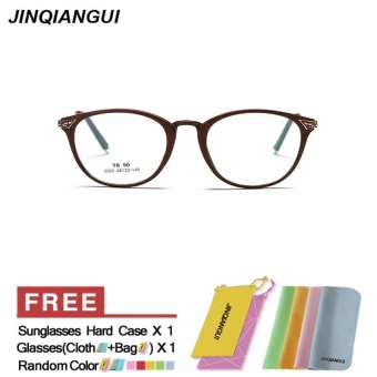 JINQIANGUI Women Fashion Glasses Frame Oval Glasses Coffee Frame Glasses Plastic Frames Plain for Myopia Women Eyeglasses Optical Frame Glasses - intl