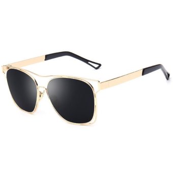 Newest Metal Frame Sunglasses Women Retro Cat Eye Sun Glasses Reflective Mirror Fashion Glasses Shades UV400 CC1857-01 (Black)