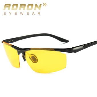AORON Men's Fashion Aluminum Magnesium Riding Glasses UV400 Polarized Sunglasses 8530(Grey&Night VIision) - intl