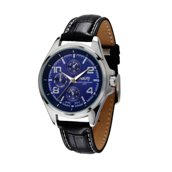 NARY Original 6050 Men's PU Leather Band Classic Watch(blue)