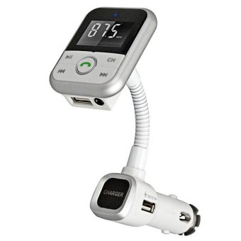 BT67 Kit mobil bebas genggam Bluetooth nirkabel Charger mobil pemancar FM (Silver) - International