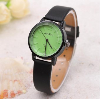 CE color dial leather belt ladies watch small fresh fashion simple female watch fashion couple watches fashion single product watch selling single product round dial black strap Green dial - intl