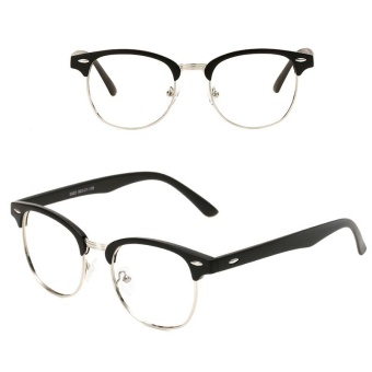 JINQIANGUI Fashion Glsses Frame Half Frame Glasses Black Frame Glasses Plastic Frames Plain for Myopia Women Eyeglasses Optical Frame Glasses - intl
