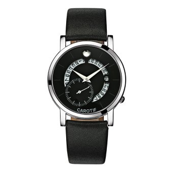 Genuine leather ultra - thin couple watch belt fashion mens Wrist watch waterproof quartz watches man calendar - intl