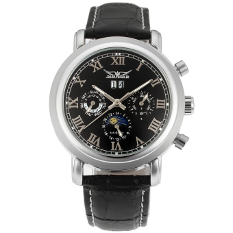 Jargar Men Mechanical Dress Watch Tourbillon Automatic Wristwatch Black Leather Strap Gift Box JAG349M3S2 (Black)