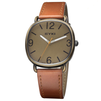 Eyki Fashion Brand Quartz Male Watch Big Digit Leather Strap Watches (Yellow)