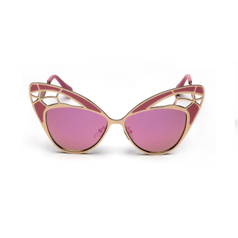 Sunglasses Women Mirror Cat Eye Retro Sun Glasses Pink Color Brand Design (Intl)
