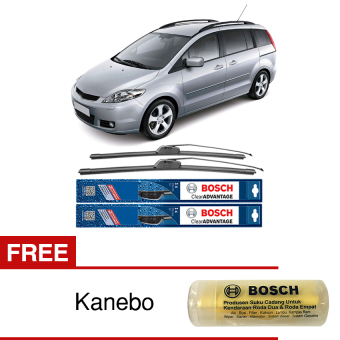 Bosch Sepasang Wiper Frameless New Clear Advantage Mobil Mazda 5 CR (26\" & 16\" ) - 2 pcs/set - Free Kanebo Bosch