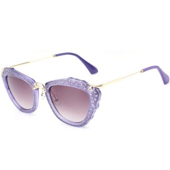 Retro Butterfly Women Sunglasses Original Brand Designer Vintage Mirror Cat Eye Sun Glasses UV400 Lens Points CC1104-03 (Purple)