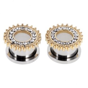 MagiDeal Stainless Steel Crystal Ear Piercing Expansion Tunnel Plug Expander Gold 6mm - intl