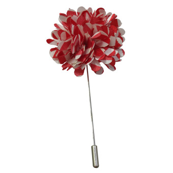 Handmade Fabric Flower Stick Metal Lapel Pin Casual Dress Daily Brooch Jewelry Red White Multicolor - intl