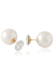 Lovey Lovey Front Back Earrings with Big Swarovski Crystal and Cream Pearl Ball Crystal