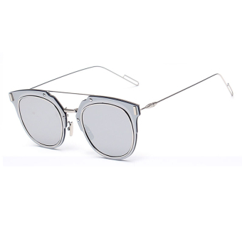 Sunglasses Women Retro Cat Eye Sun Glasses Silver Color Brand Design (Intl)