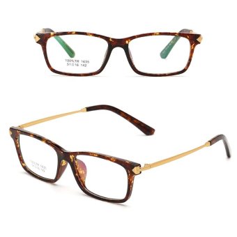 JINQIANGUI Fashion Glsses Frame Rectangle Glasses Brown Frame Glasses Plastic Frames Plain for Myopia Women Eyeglasses Optical Frame Glasses - intl