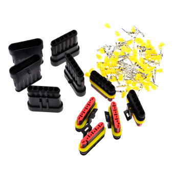 360WISH 5 Kit Sets Car 6-Pin Terminals HID Waterproof Electrical Wire Connectors Plugs - Black (EXPORT)