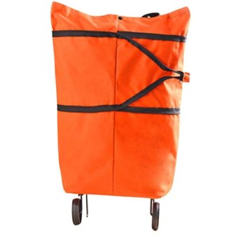 LaCarla Foldable Eco Style Shopping Trolley Bag - Tas Belanja Lipat dengan Roda - Orange