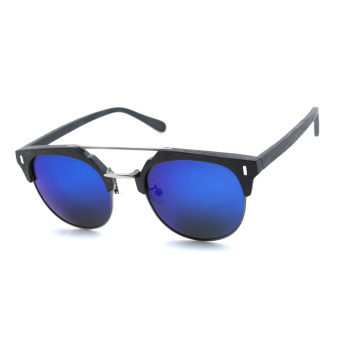CHASING Retro style sunglasses polarized lenses Anti-UV acetate sun glasses half frame CS11096s (blue lens) - Intl