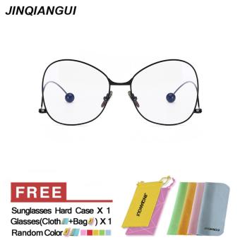 JINQIANGUI Fashion Glasses Frame Pilot Glasses Black Frame Glasses Titanium Frames Plain for Myopia Women Eyeglasses Optical Frame Glasses - intl