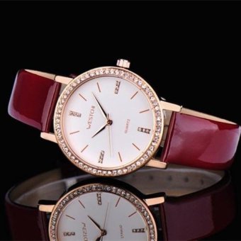 sengshen West Chi westchi genuine leisure Damen Strip Nail Drillscale belt quartz watch W3116L (Red) - intl
