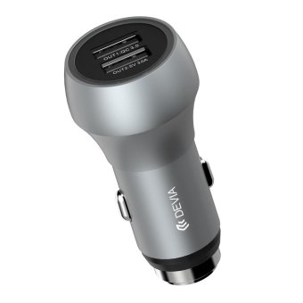DEVIA QC 3.0 Quick Charge 2 Ports USB Car Charger + Emergency Hammer 2-in-1 Design - Dark Grey - intl